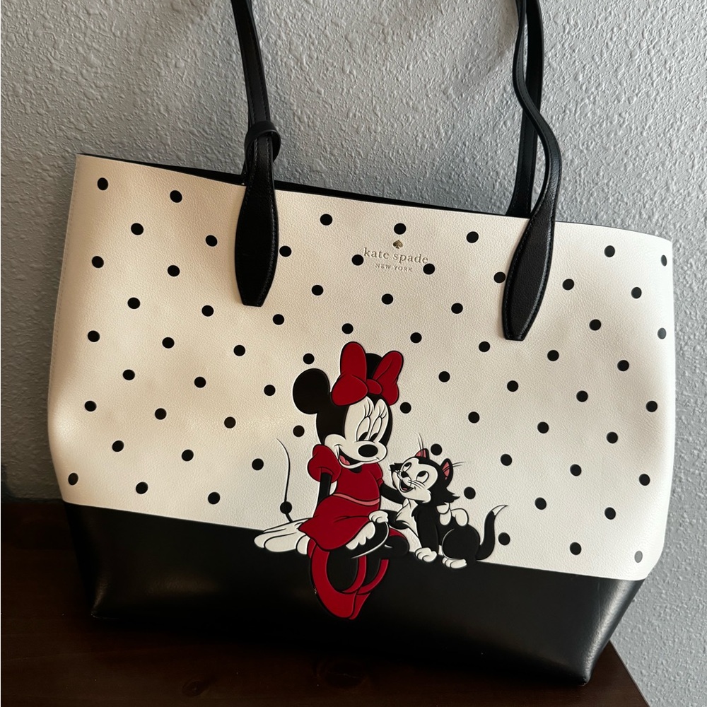 kate spade new york Disney Minnie Mouse Leather Tote Bag Large - Black and white